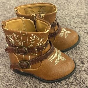 Brown baby cowboy Boots with Embroidered Design